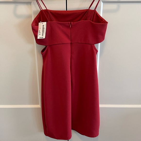NWT Square Neck Cutout Mini Dress Red - Picture 3 of 5